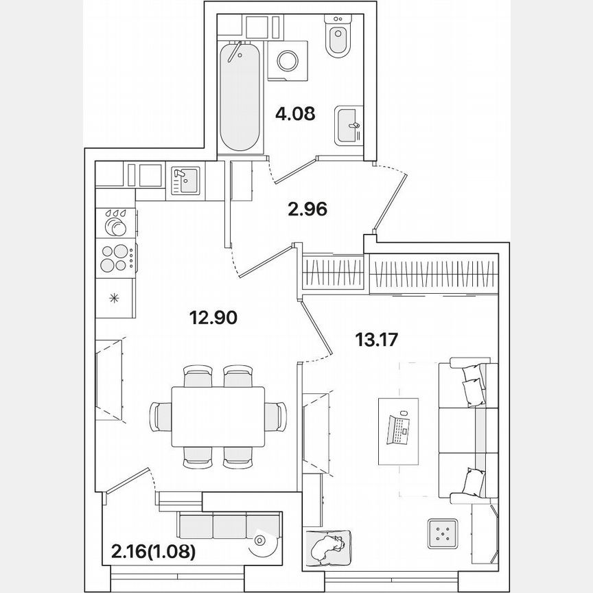 1-к. квартира, 34,2 м², 9/12 эт.
