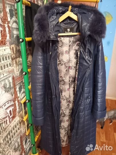 Пуховик синий