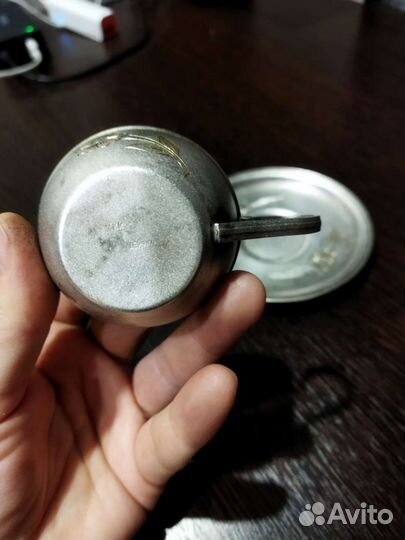 Чашка с блюдцем мельхиор