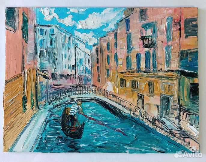 Картина маслом ручная работа городской пейзаж