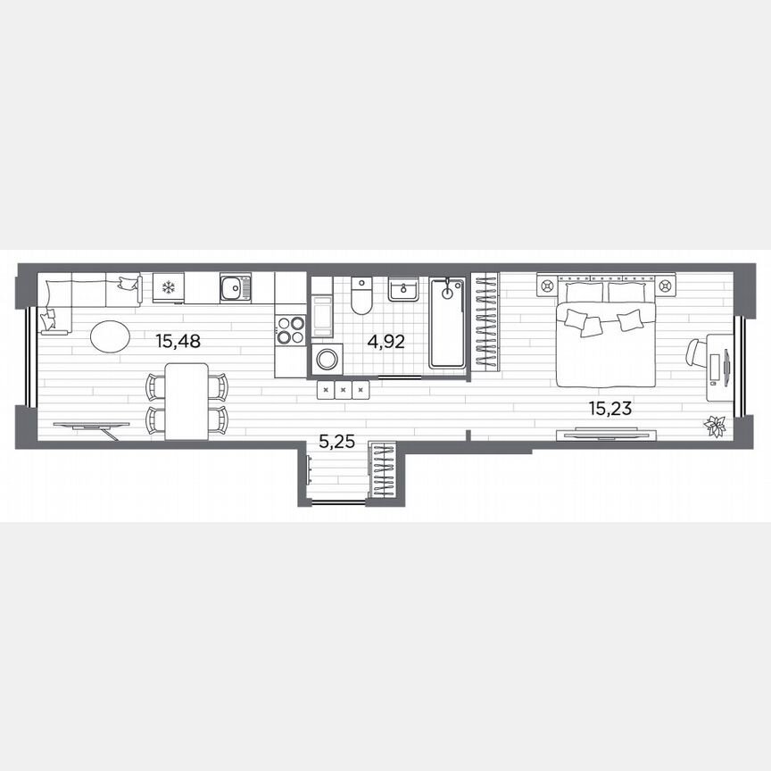1-к. квартира, 40,9 м², 2/5 эт.