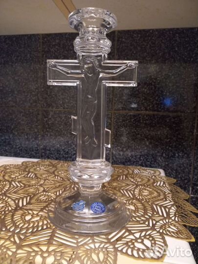 Подсвечник Крест Распятие хрусталь