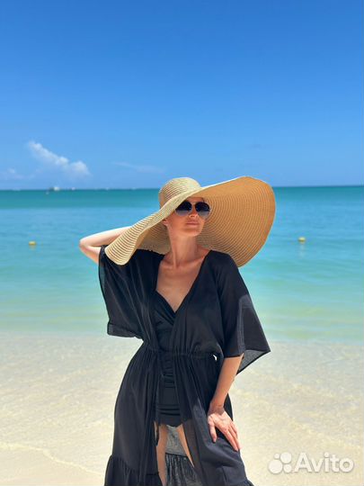 Черная длинная пляжная туника накидка халатик