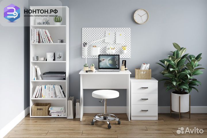 Компьютерный стол Лофт белый