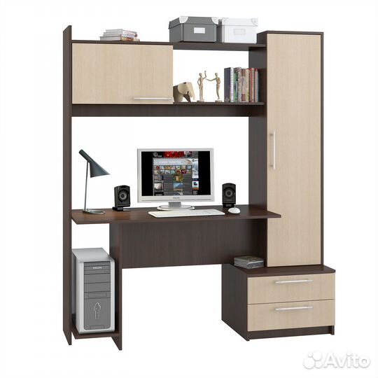 Компьютерный стол Денвер Венге Цаво/Дуб молочный