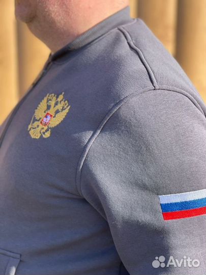 Костюм мужской с вышивкой (серый)