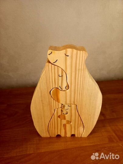 Фигурка пазл медведи из дерева(семья)