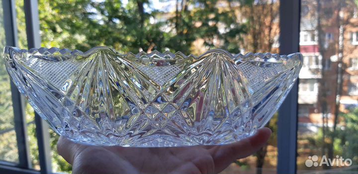 Ваза хрустальная СССР, салатник, ладья