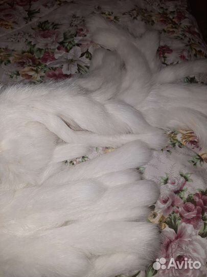 Меховой шарф белый кролик