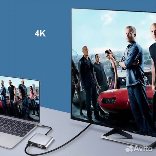 Адаптер USB-C hdtv+VGA опт/розницу