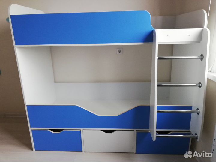 Кроватка 2 яруса с ящиками (высота 145 см)