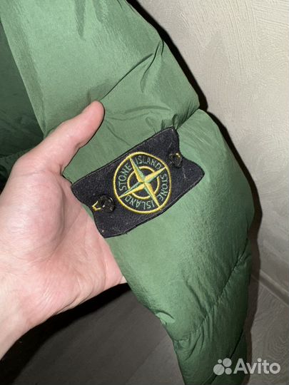 Пуховик Stone Island Garment Dyed зеленый