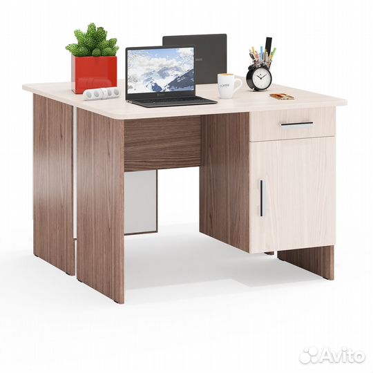 Два письменных стола Мебельный Двор 1-09 цвет ясень шимо светлый/ясень шимо тёмный