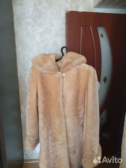 Шуба мутон С капюшоном