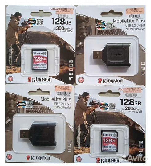 Карта памяти 128Gb UHS-II V90 Kingstone React Plus