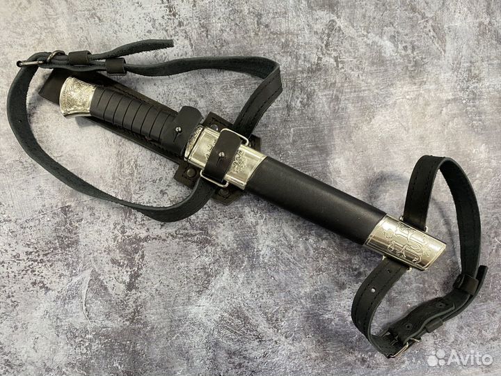 Пластунский нож-2 с резьбой, украшенный, 95х18, ме