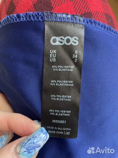 Платье бархатное синее ASOS