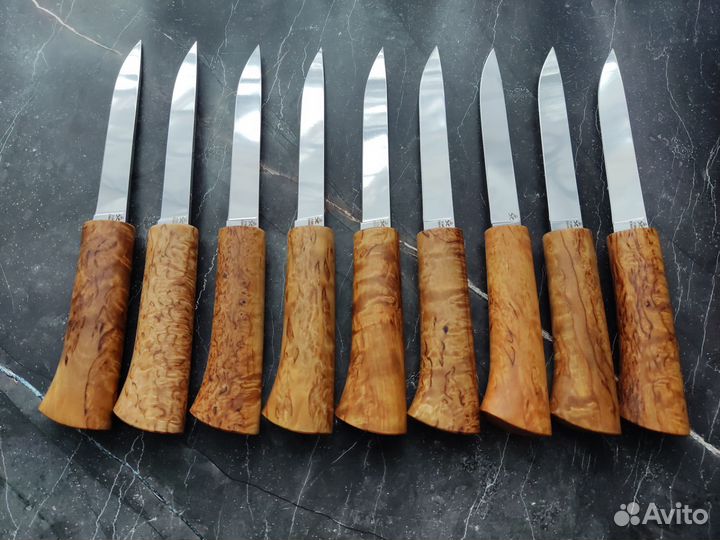 Нож Ханты Эвенк, кованая х12мф, карельская берёза