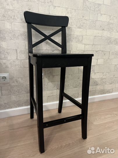 Ingolf Стул барный IKEA, коричнево-чёрный 63см