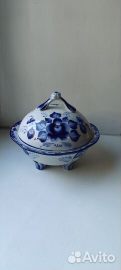 Бисквитница Гжель фарфор винтаж Новая