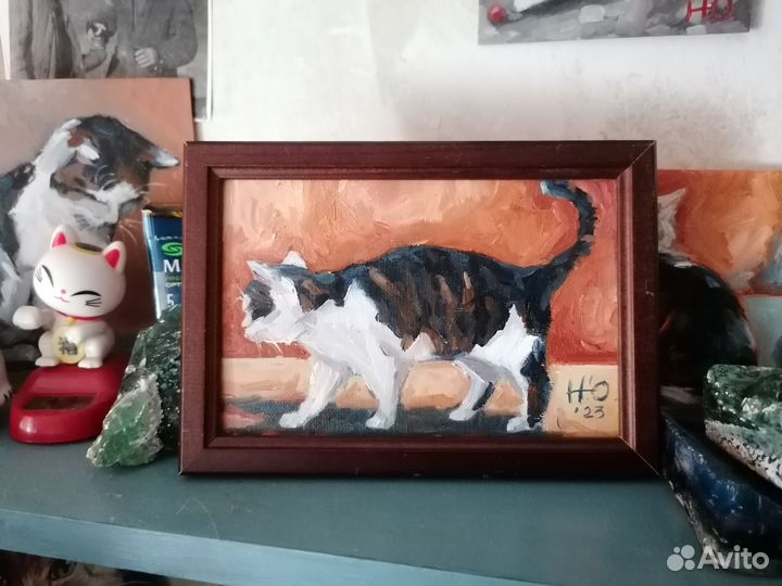 Картина маслом с котом