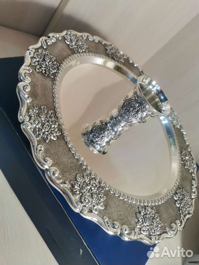 Набор рюмок+ поднос сталь с никель-серебряным п+ем