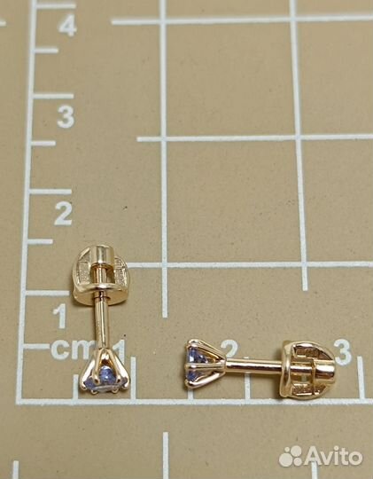 Золотые золотые серьги пусеты из красного золота 5