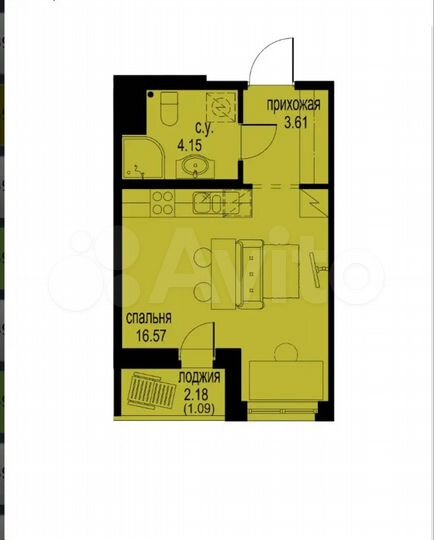 Квартира-студия, 25,4 м², 5/12 эт.