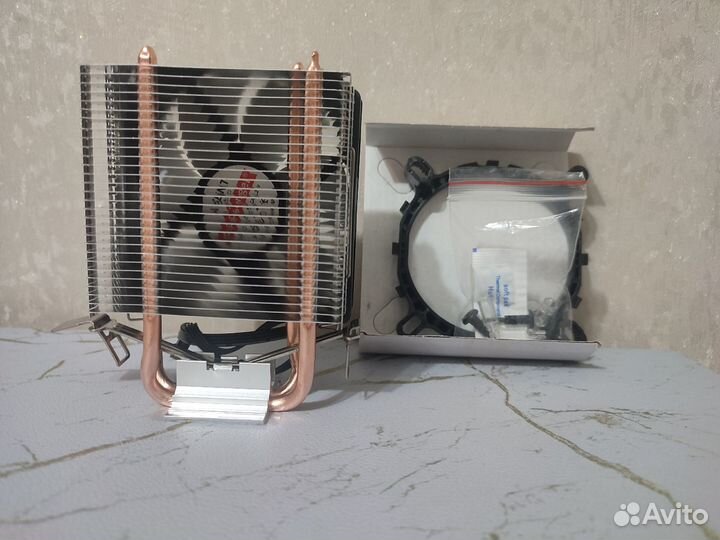 Кулер для процессора, 2 мед трубки, 1 вентилятор