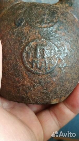 Старинная весовая гиря 5 фунтов, клейма