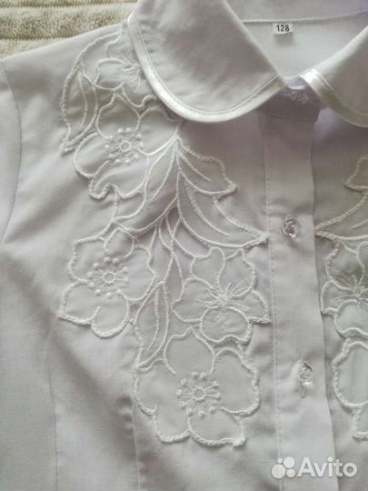 Блузка белая для девочки р 128