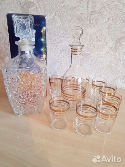Графин итальянский и Советский графин с рюмками