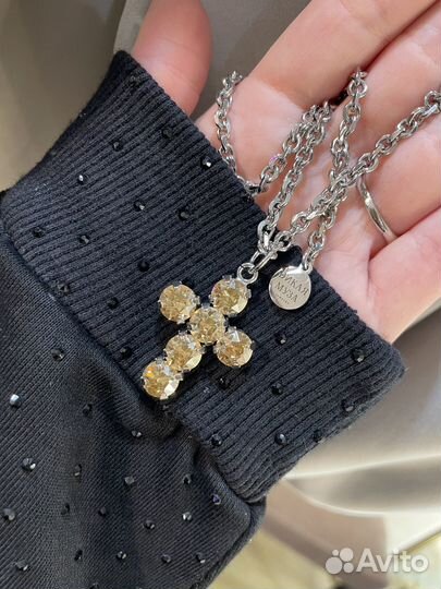 Колье с крестом swarovski