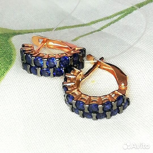 Серьги с сапфиром серебро С258