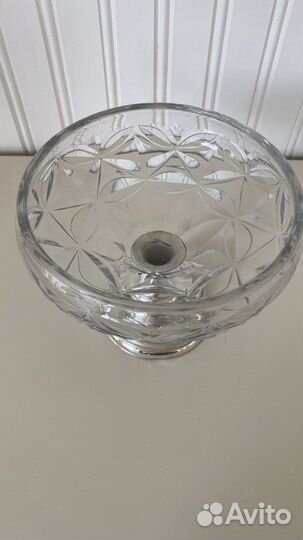 Хрустальная с серебром ваза. Винтаж