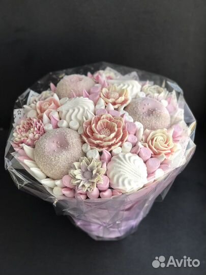 Съедобный букет из сладких цветов зефира