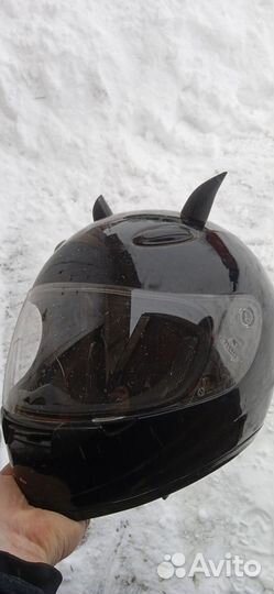 Мотошлем с рожками