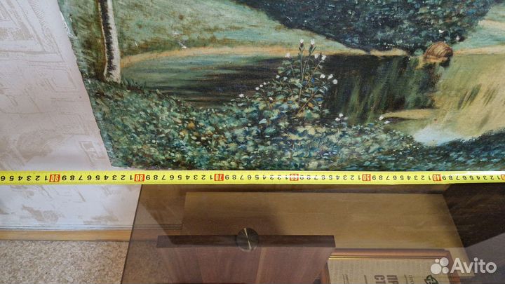 Большая старинная картина маслом 83х56