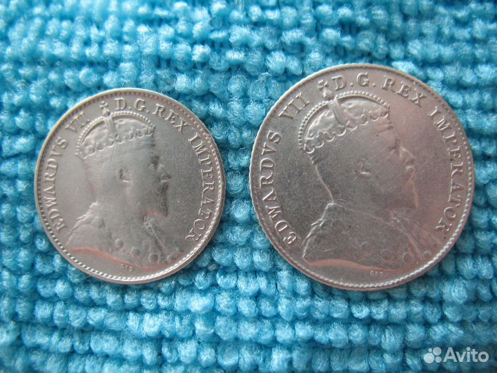 Монеты Канады 5 и 10 центов 1907 г. Серебро