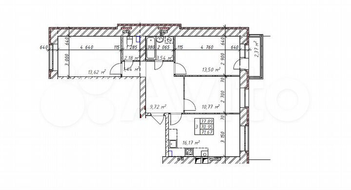 3-к. квартира, 71,7 м², 1/5 эт.