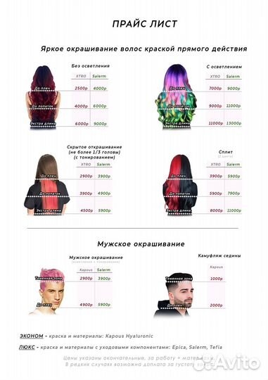 Цветное окрашивание волос Скрытое Яркое