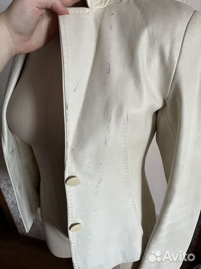 Пиджак кожаный жемчужно перламутровый