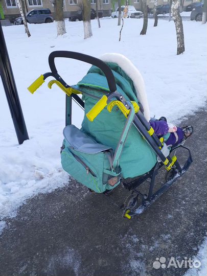 Санки коляска Nika бирюзовые