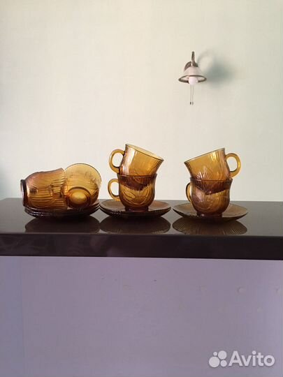 Сервиз, янтарно карамельное стекло СССР