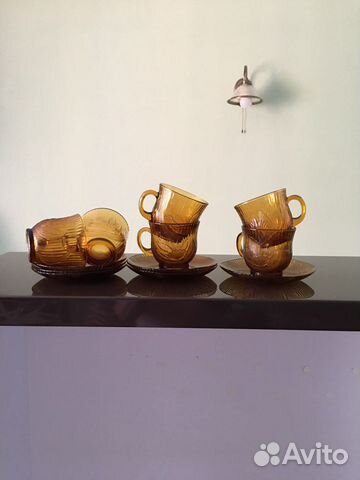 Сервиз, янтарно карамельное стекло СССР