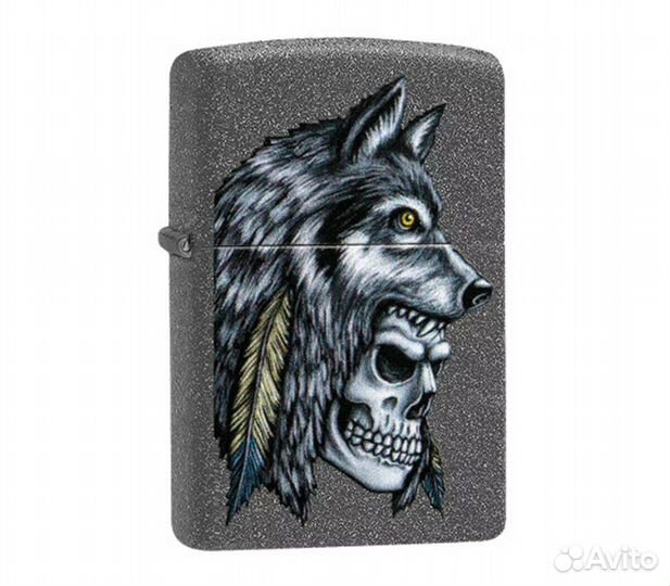 Зажигалка Zippo 29863 Wolf Skull Feather Design