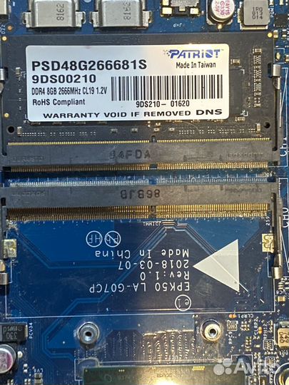 Плата от ноутбука la-g07cp + ddr4 8gb