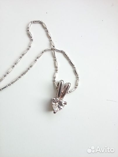 Колье, кулон сердечко, 925 проба