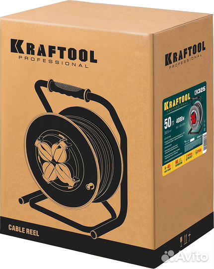Удлинитель на катушке kraftool K-325 кг 3х2.5 50м