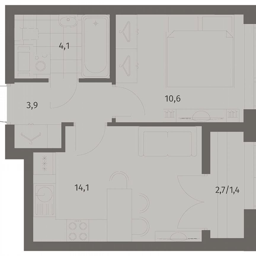 1-к. квартира, 34,1 м², 5/11 эт.